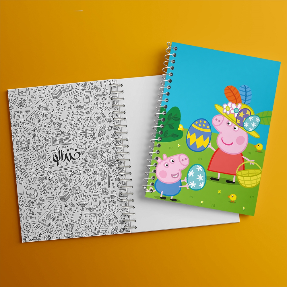 دفتر زبان سه خط 50 برگ خندالو طرح انیمیشن پپا پیگ (Peppa Pig) کد N9255