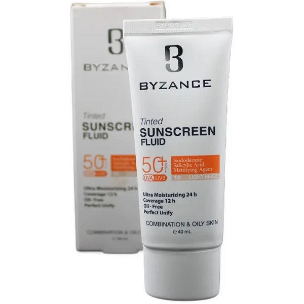 فلویید ضد آفتاب رنگی بیزانس SPF50 شماره 10 بژ روشن مناسب پوست چرب حجم 40 میل