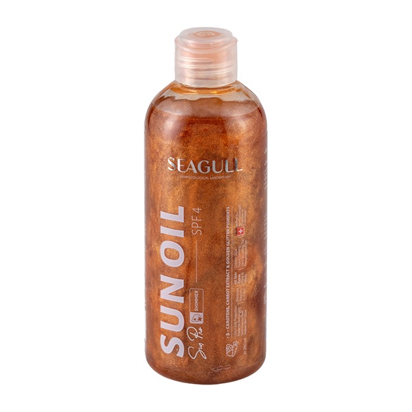 روغن برنزه کننده سی گل مدل Shine با SPF4 حجم 250 میلی لیتر | SeaGull Shimmer SPF4 Face And Body Sun Oil 250ml