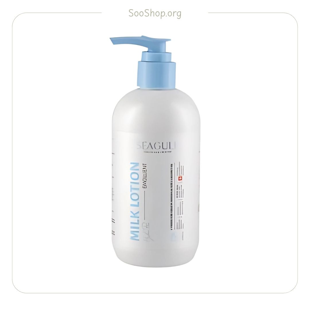 لوسیون بدن پمپی سی گل با عصاره شیر مناسب انواع پوست حجم 350 میلی لیتر seagull body beauty milk lotion