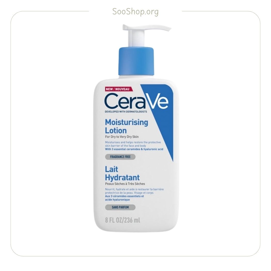لوسیون کرم مرطوب کننده صورت و بدن سراوی Cerave حجم 236 میل | آبرسان قوی پوست خشک و بسیار خشک بدون عطر Cerave Moisturizin