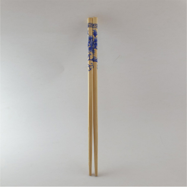 چاپستیک چوبی طرح گل آبی