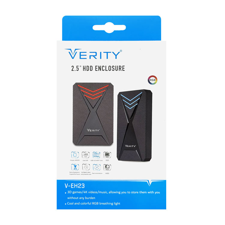 باکس هارد 2.5 اینچی RGB دار USB3 برند VERITY مدل V-EH23 کد 129001624