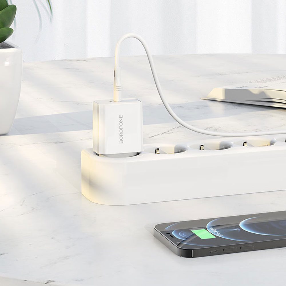 شارژر دیواری بروفون مدل BA57A PD 20W به همراه کابل تبدیل لایتنینگ