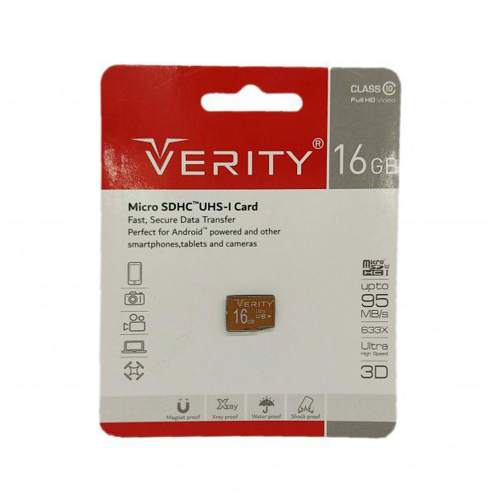 کارت حافظه microSD وریتی مدل U1 سرعت 95MBps ظرفیت 16 گیگابایت