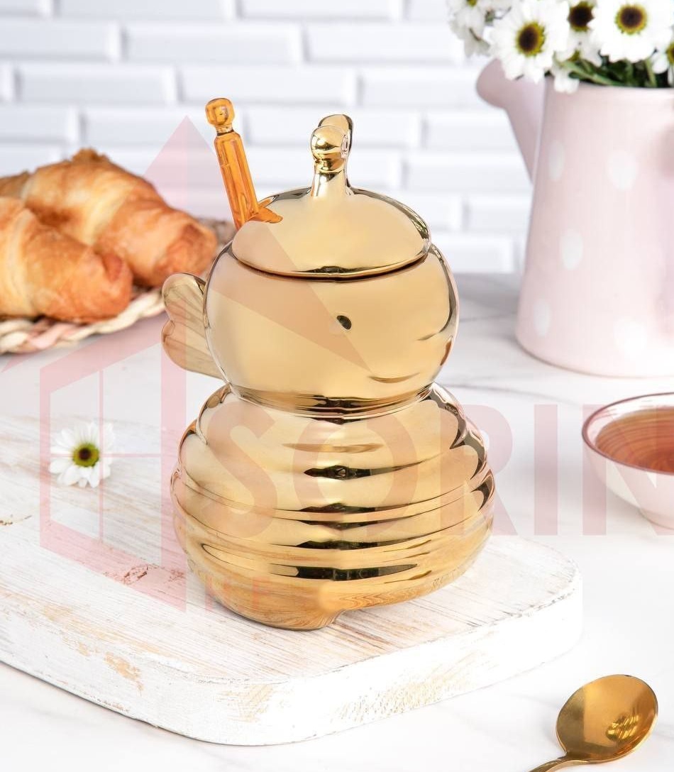 عسل خوری سرامیکی طلایی (پست پیشتاز پس کرایه)