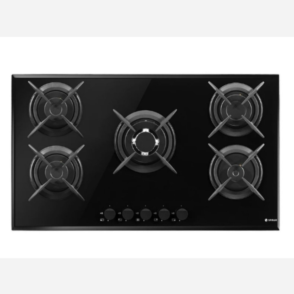 اجاق گاز صفحه ای اسنوا پلو پز وسط 5 شعله شیشه مشکی مدل SGH5-2103G