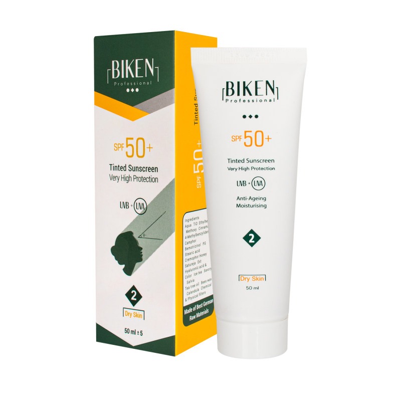 کرم ضد آفتاب SPF50 رنگی بیکن شماره 2 مناسب پوست خشک حجم 50 میل