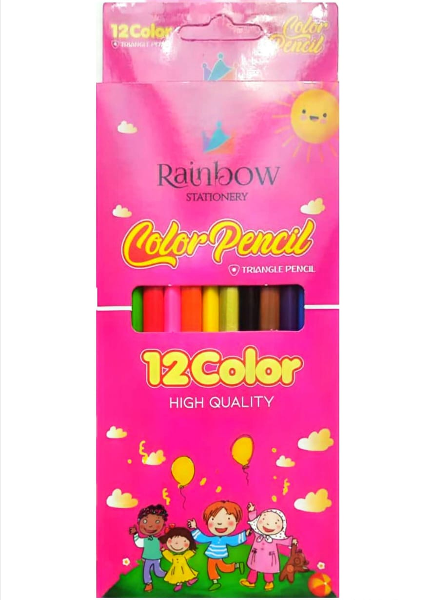 مداد رنگی 12رنگ سه گوش برندRainbow