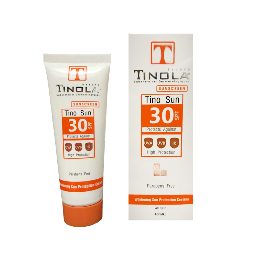 کرم ضد آفتاب SPF30 بدون رنگ تینولا مدل ضدلک و روشن کننده مناسب انواع پوست حجم 40 میلیلیتر