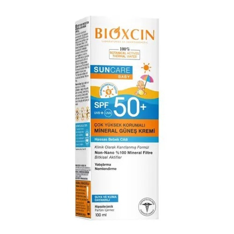 کرم ضد آفتاب کودک بیوکسین 50Spf Baby Mineral Bioxcin با محافظت بسیا بالا 100 میل