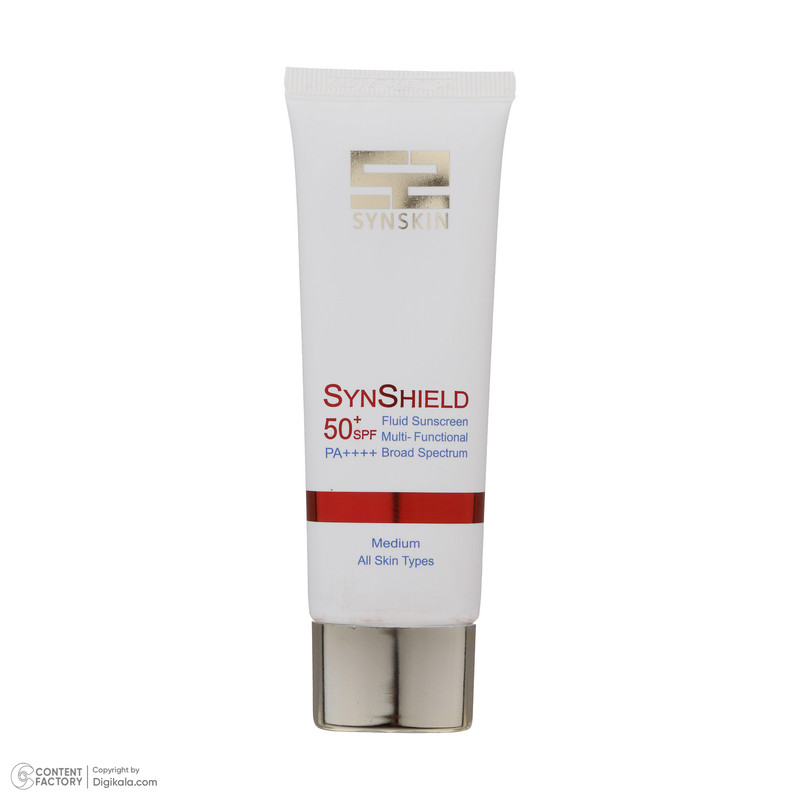 فلوئید ضد آفتاب رنگی ساین اسکین SPF 50 مدل Syn shield مناسب انواع پوست وزن 50 گرم