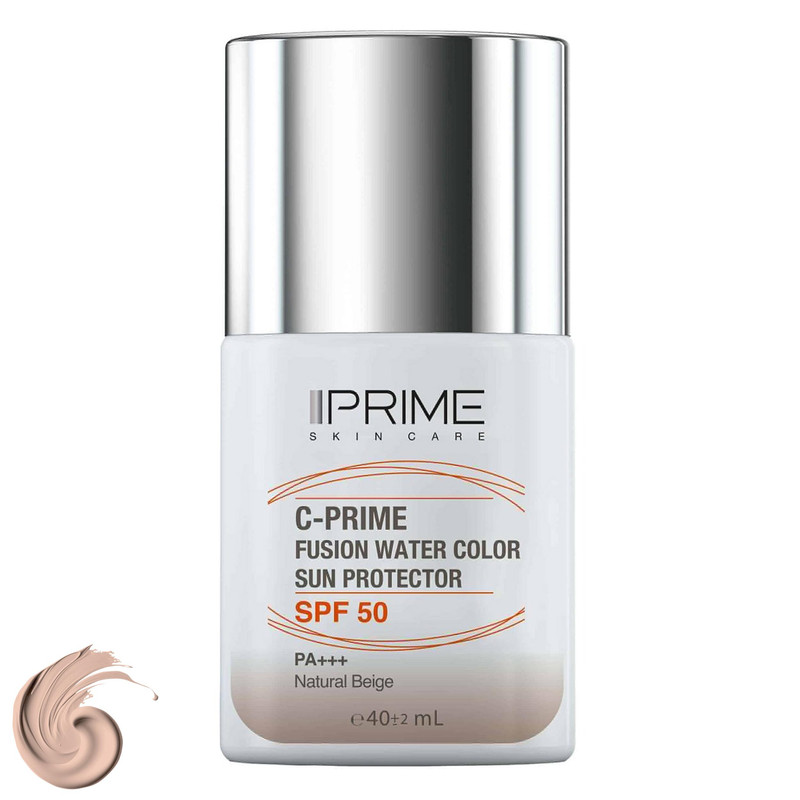 فلوئید ضد آفتاب رنگی پرایم، SPF 50، مدل فیوژن واتر، مناسب انواع پوست با تنالیته متوسط و حجم 40 میلی لیتر، محافظتکنن...
