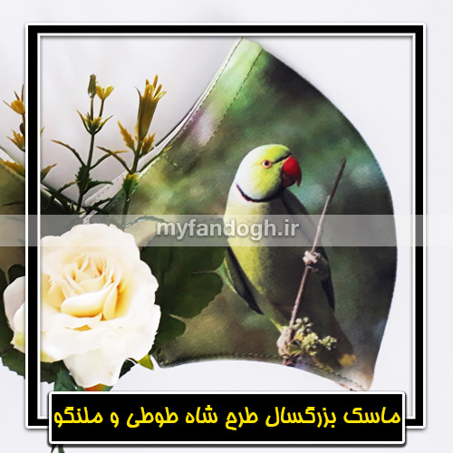 ماسک پارچه ای بزرگسال طرح شاه طوطی و ملنگو