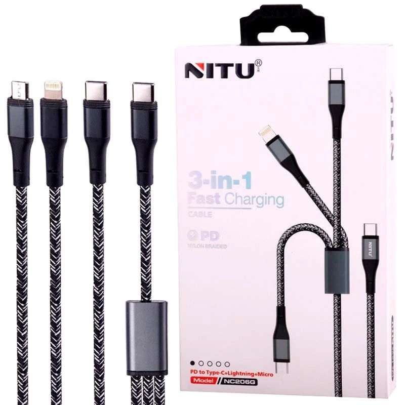 کابل تبدیل USB به USB-C / microUSB / لایتنینگ نیتو مدل NC206G طول 1.20 متر