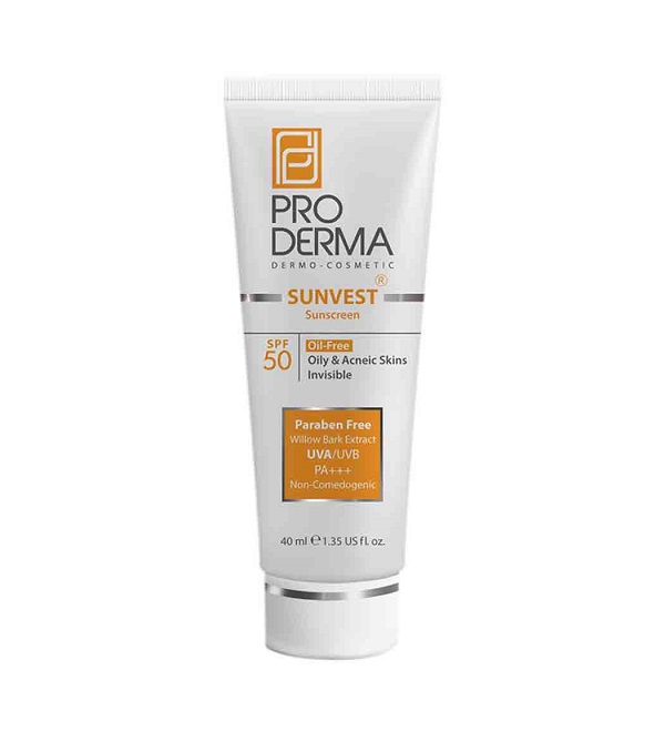 کرم ضد آفتاب بی رنگ پرودرما با SPF50 مناسب پوست چرب و جوش دار حجم 40 میلی لیتر بیوتی مال