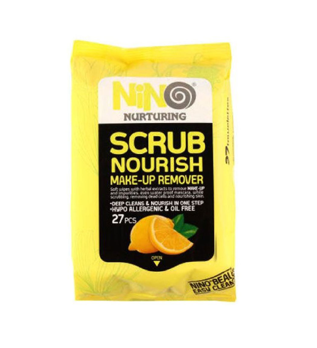 دستمال مرطوب پاک کننده آرایش مدل Scrub Nourish بسته 27 عددی نینو بیوتی مال