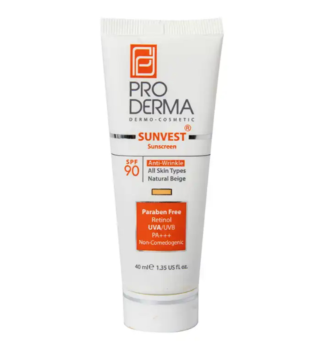 کرم ضد آفتاب و ضد چروک رنگی پرودرما با SPF90 مناسب انواع پوست حجم 40 میلی لیتر بیوتی مال