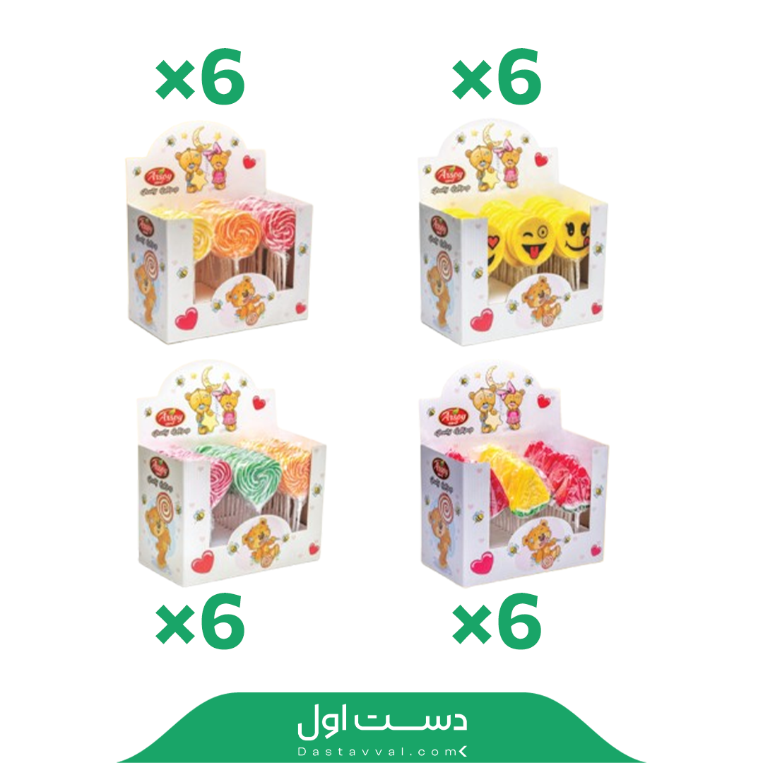 آبنبات چوبی طرح عروسکی آرسوی 6 جعبه 36 عددی