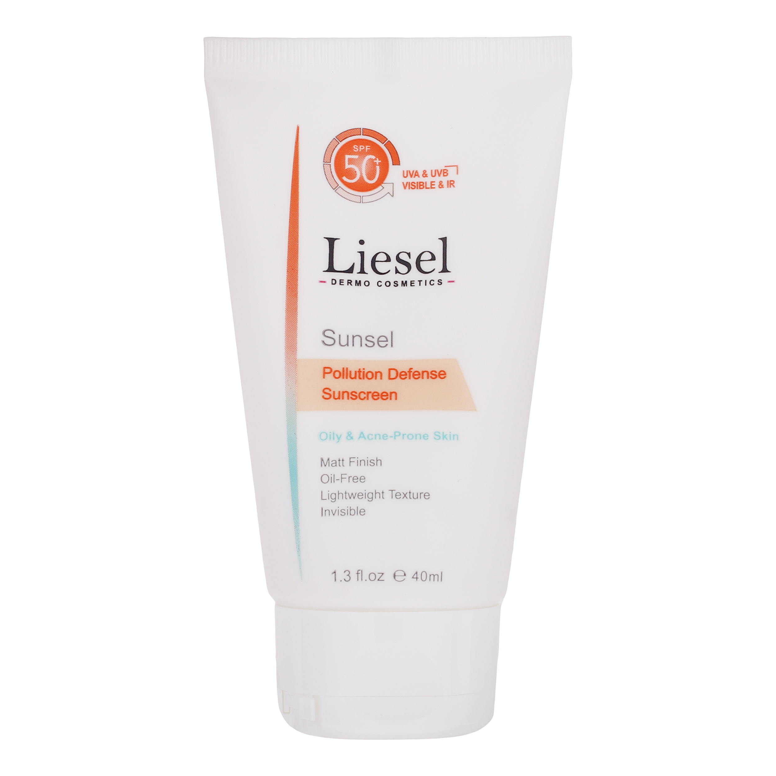 کرم ضد آفتاب SPF50 بدون رنگ لایسل مناسب پوستهای چرب و آکنه ای حجم 40 میلیلیتر