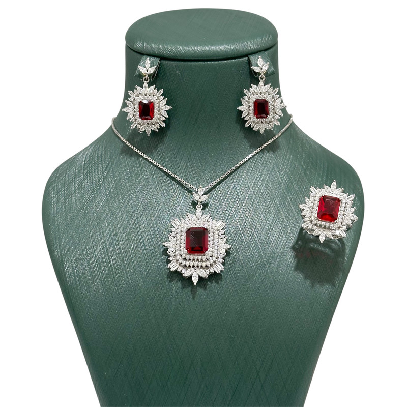 نیم ست نقره زنانه سیلور شهر مدل یاقوت کد 00103