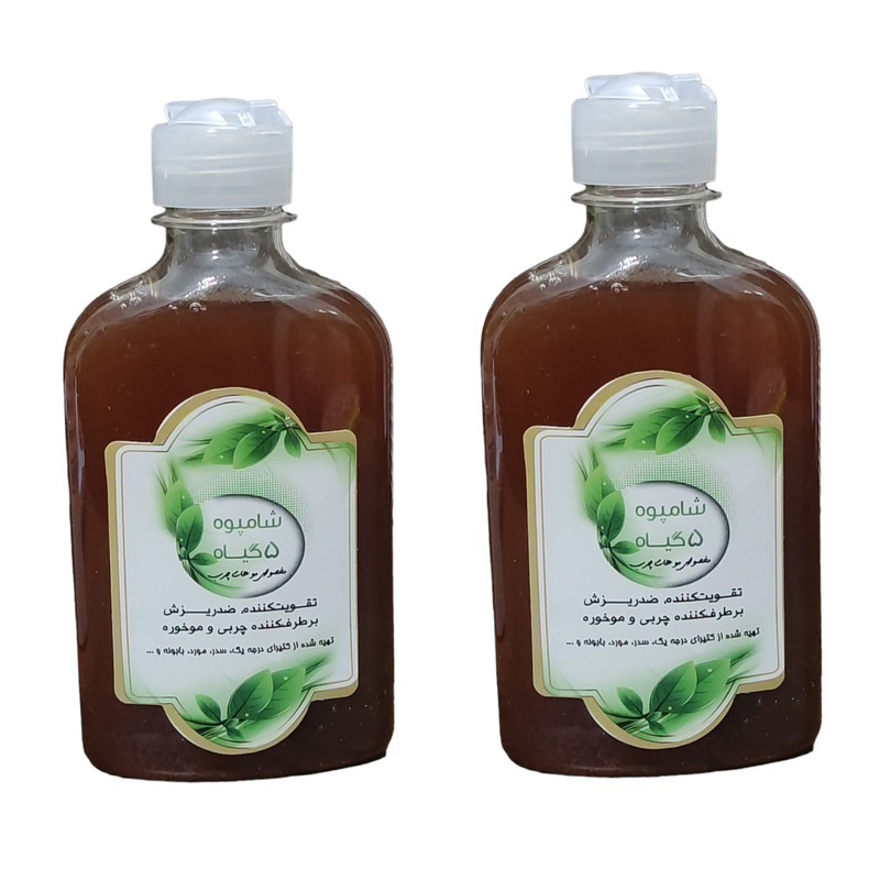 شامپو ضد ریزش مو هربال مدل پنج گیاه حجم 250 میلی لیتر بسته 2 عددی