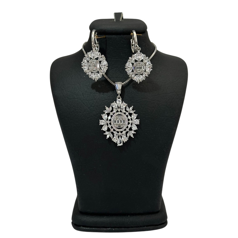 نیم ست نقره زنانه مدل الماس کد 00233