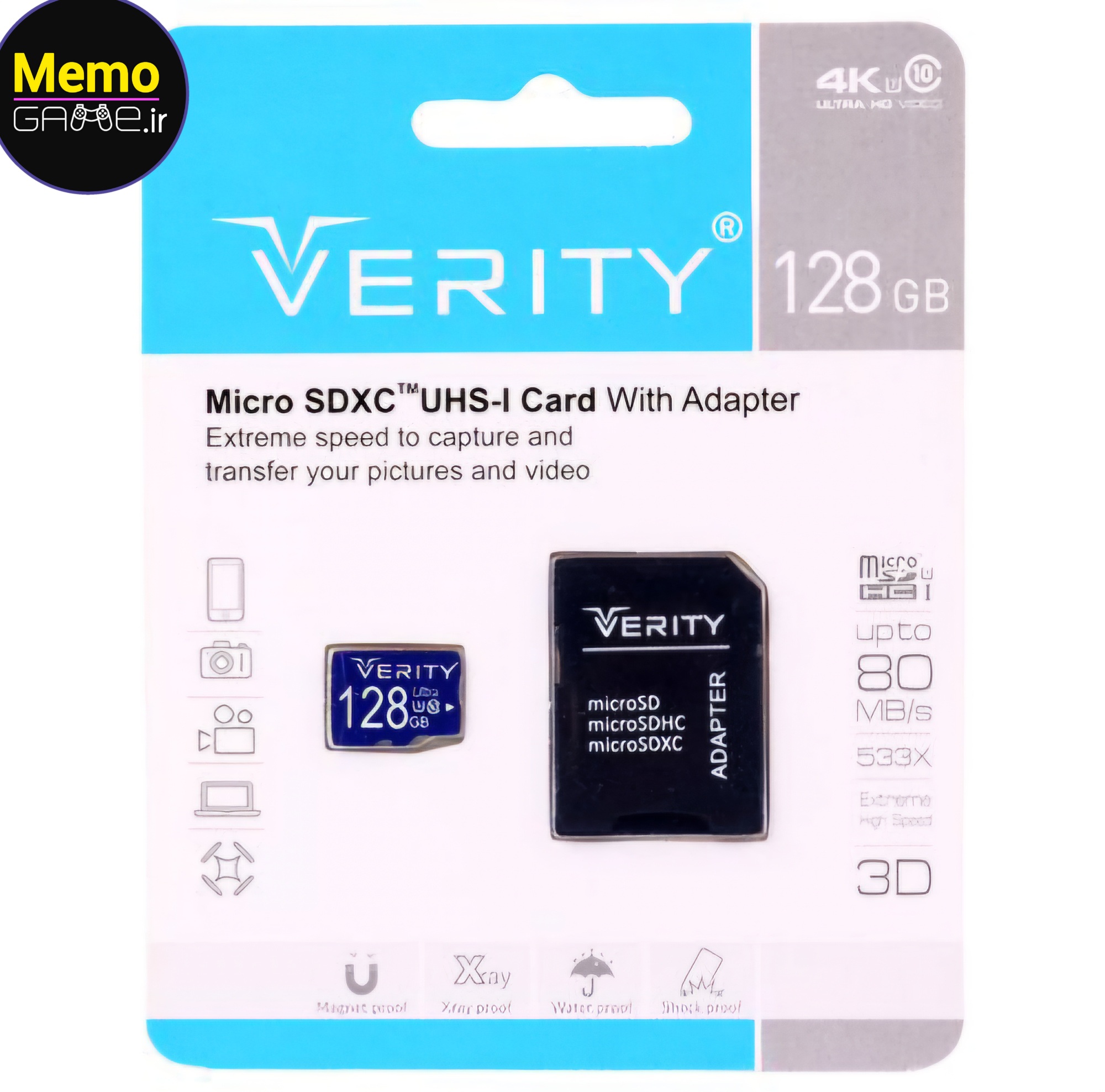 کارت حافظه microSDHC وریتی مدل Final 533X کلاس 10 استاندارد UHS-I U3 سرعت 80MBps ظرفیت 128