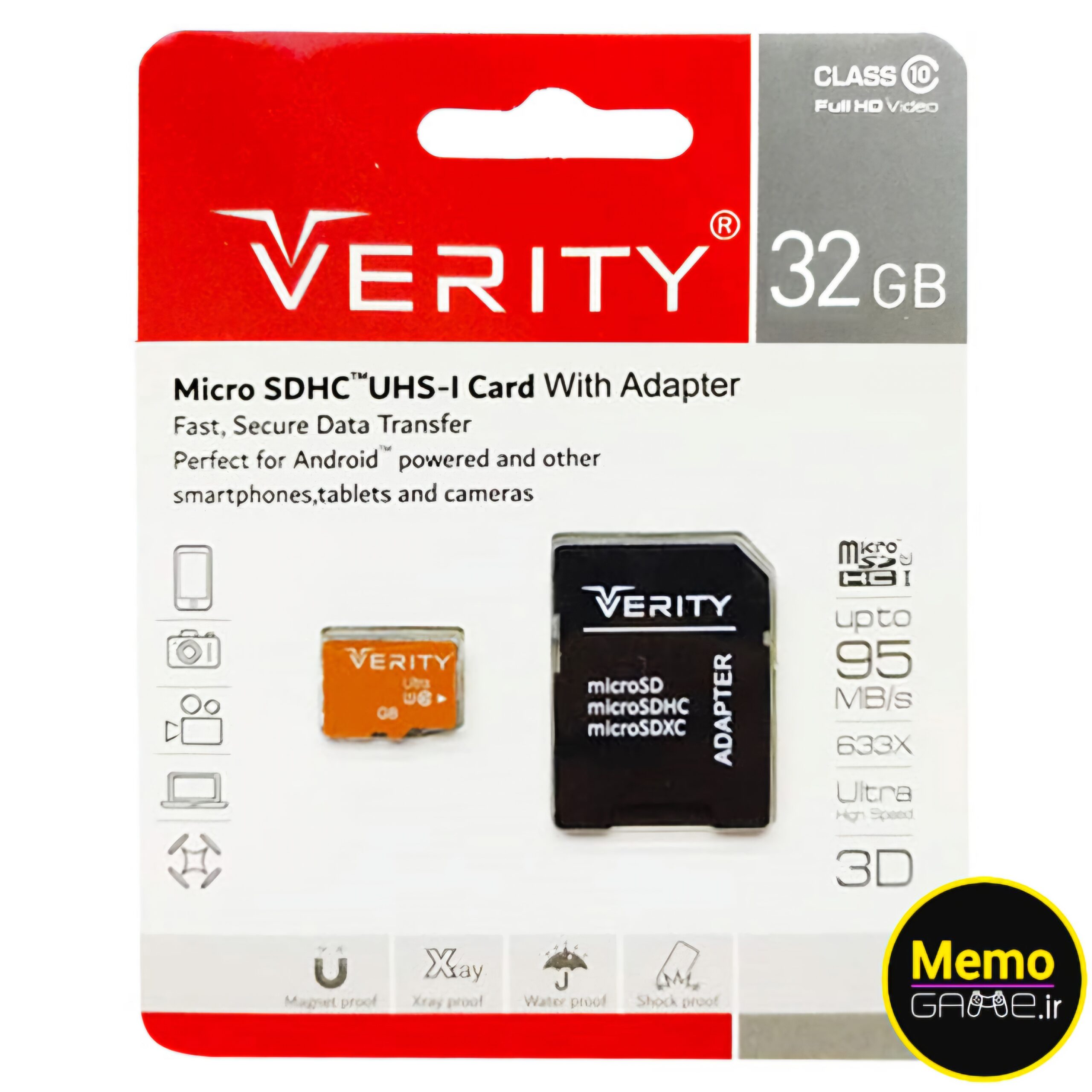 کارت حافظه 32 GIG وریتی مدل 633X کلاس 10 استاندارد UHS-I سرعت 95MBps