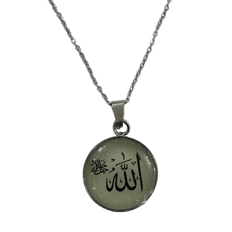 گردنبند مدل استیل طرح رزین شب نما کد al110