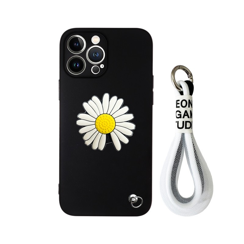 کاور قاب گوشی مدل فانتزی طرح گل مناسب برای گوشی موبایل اپل iphone 15 ProMax به همراه بندآویز