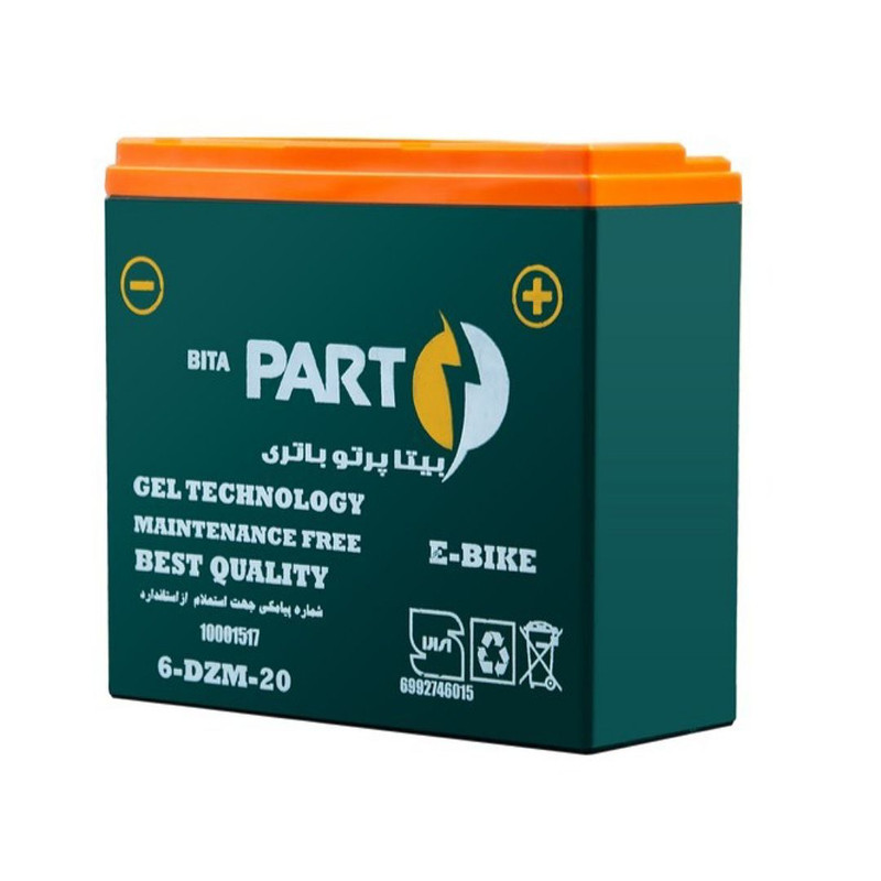 باتری موتور سیکلت برقی 12 ولت 20 آمپر  بیتا پرتو باتری مدل E-BIKE6-DZM-20