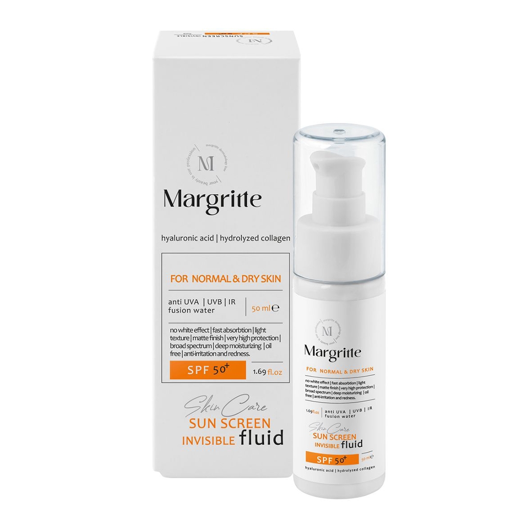 فلوئید ضد آفتاب ساده حجم 50 میلی لیتر SPF50+ مارگریت پوست خشک