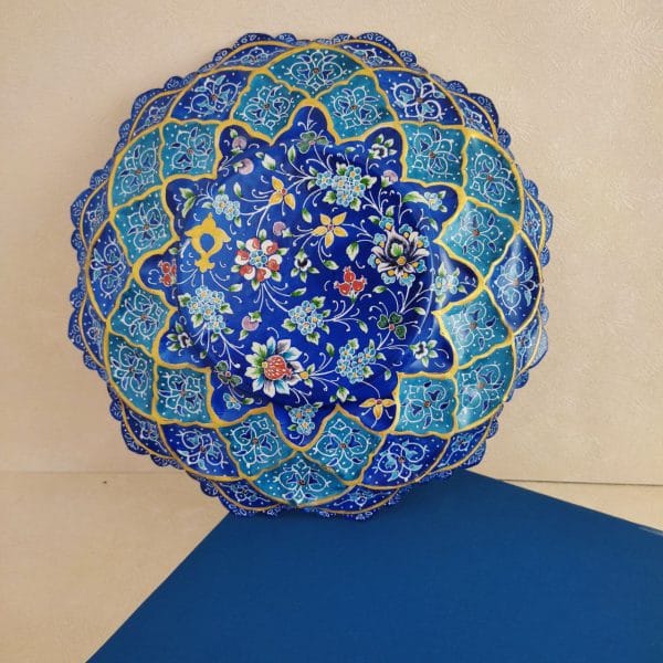 بشقاب میناکاری دیوارکوب 25 سانتی|همراه با قاب چوبی|کد DK25141S
