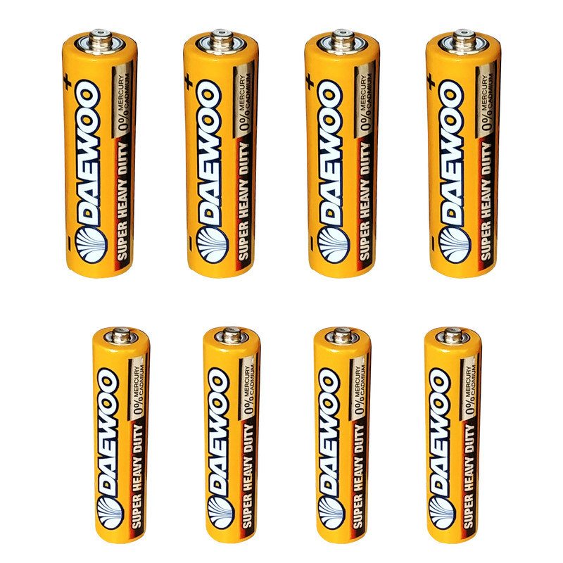 باتری قلمی و نیم قلمی دوو مدل Super Heavy Duty مجموعه 8 عددی