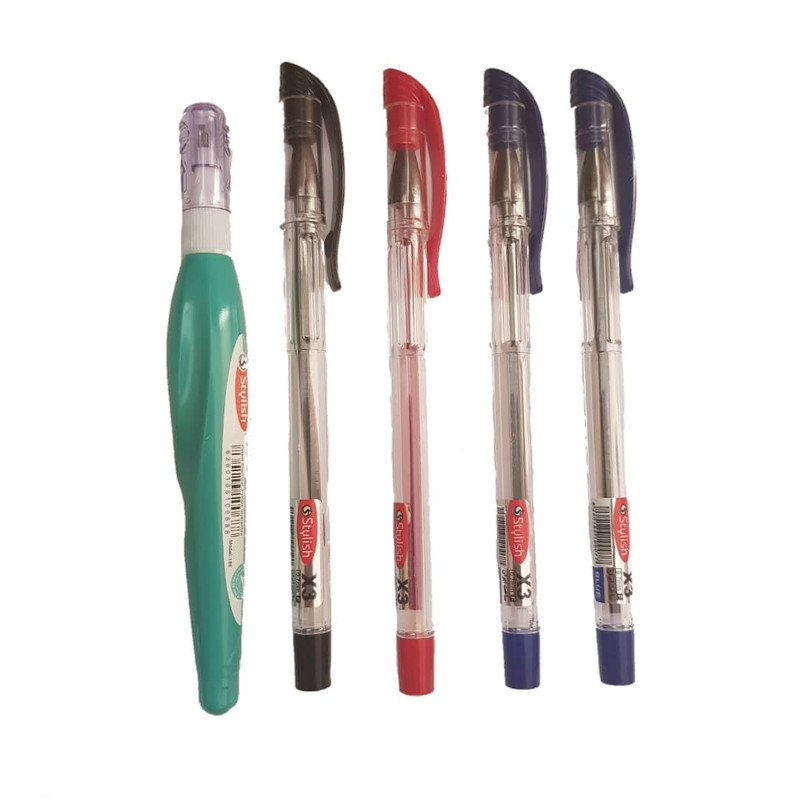 خودکار استایلیش مدل X3 کد 13 بسته 4 عددی به همراه لاک غلط گیر مدل 1