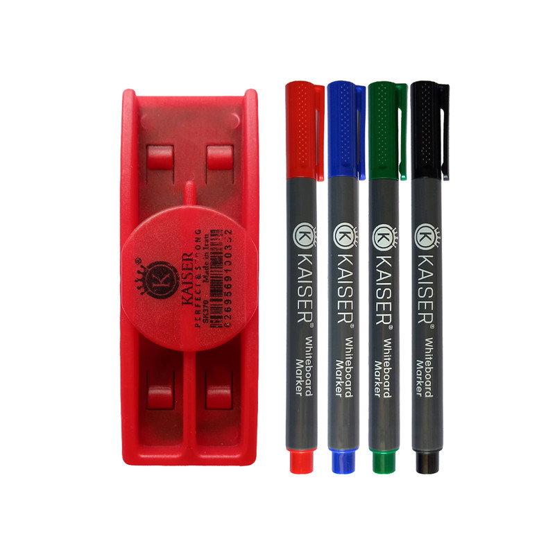 ماژیک وایت برد کایزر مدل 05 به همراه تخته پاک کن مجموعه 5 عددیمدل 1