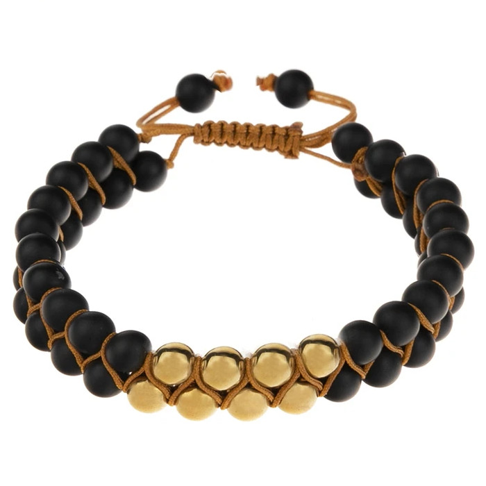 دستبند مردانه سنگ اونیکس و حدید