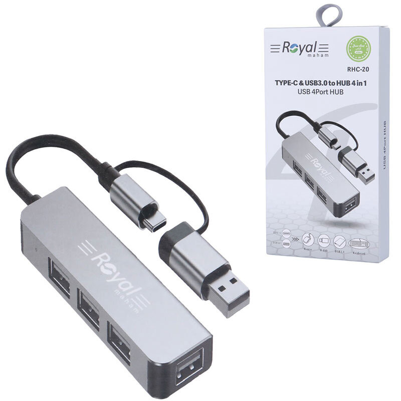 هاب 4 پورت USB-C رویال مدل RHC-20