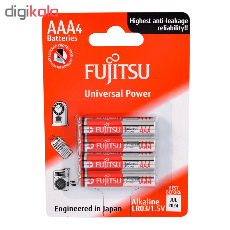 باتری نیم قلمی فوجیتسو مدل Universal Power LR03 بسته 4 عددی