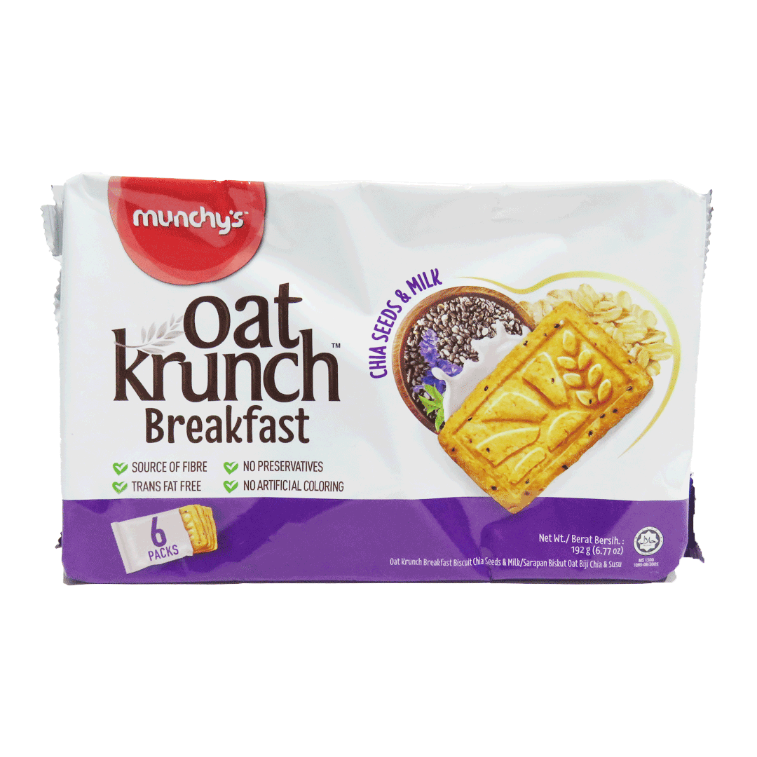 بیسکویت جو دوسر با شیر و دانه چیا  اوت کرانچ 6 بسته‌ 32 گرمی | Oat Krunch Chia Seeds & Milk Biscuits 6 Packs (32g)
