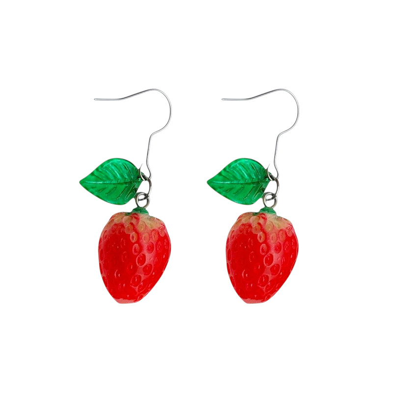 گوشواره عصایی زنانه مدل توت فرنگی