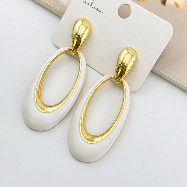گوشواره بیضی مشکی و طلایی مدرن