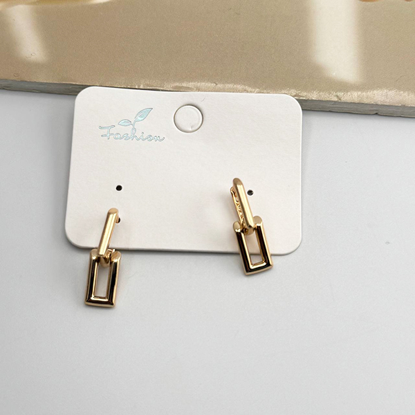 گوشواره طلایی با آویز مستطیلی ژوپینگ