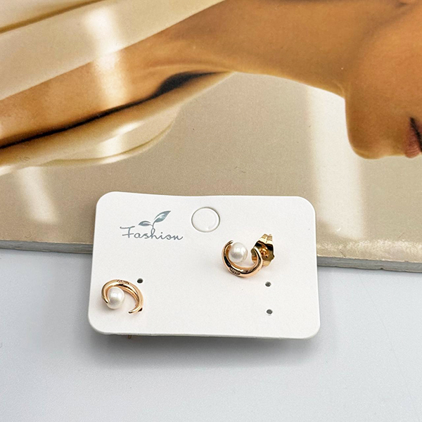 گوشواره طلایی طرح ماه و مروارید ژوپینگ