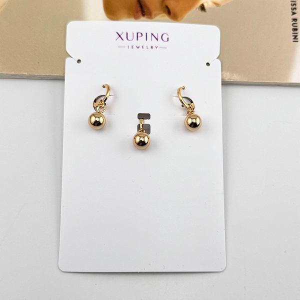 نیم ست پلاک و گوشواره طلایی ژوپینگ گوی مینیمال