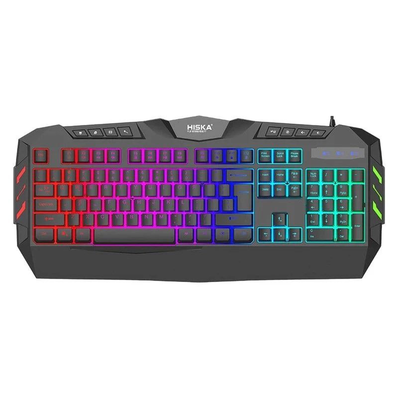 کیبورد گیمینگ سیمی هیسکا مدل HISKA RGB HX-KEG400