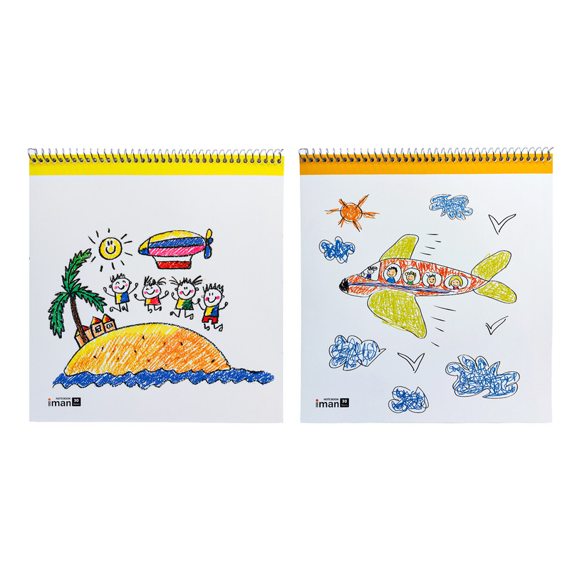 دفتر نقاشی 30 برگ ایمان مدل فانتزی طرح کودکانه کد 9017 بسته 2 عددیمدل 1