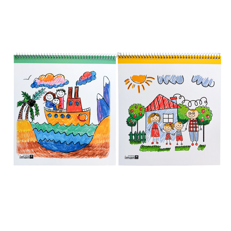 دفتر نقاشی 30 برگ ایمان مدل فانتزی طرح کودکانه کد 9017 بسته 2 عددیمدل 2