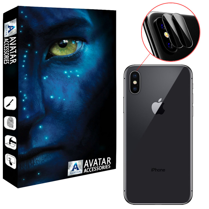 محافظ لنز دوربین آواتار مدل LNZ-GLS-IX-2 مناسب برای گوشی موبایل اپل Iphone X بسته دو عددی